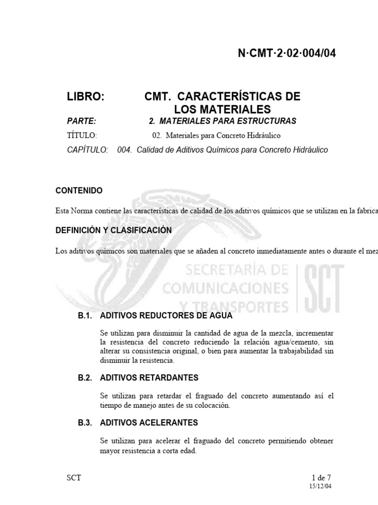 N CMT 2 02 004 04 | PDF | Hormigón | Ingeniería estructural