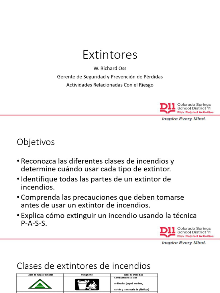 D11 Fire Extinguisher Training Spanish PDF Materiales