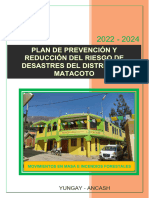 Plan de Prevencion y Reduccion Del Riesgo de Desastres Del Distrito de Matacoto 2022 2024