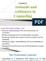 Lesson 2 Professionals and Practitioners in Counseling