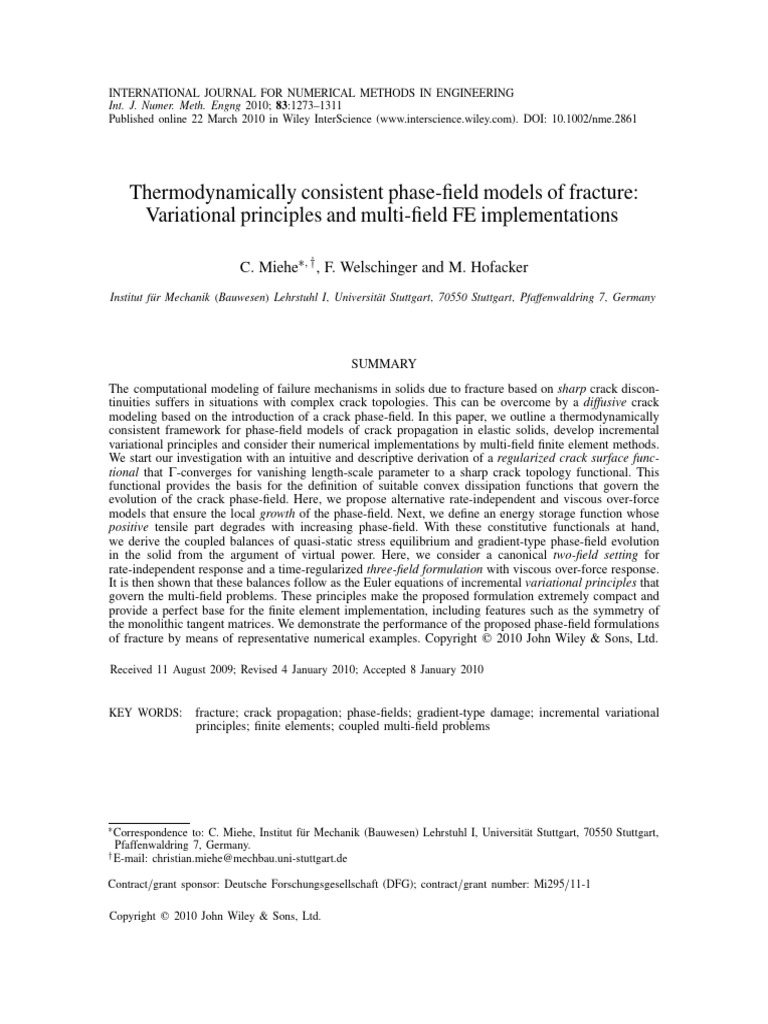 Thermodynamically Consistent Phase-Field Models of Fracture | PDF ...