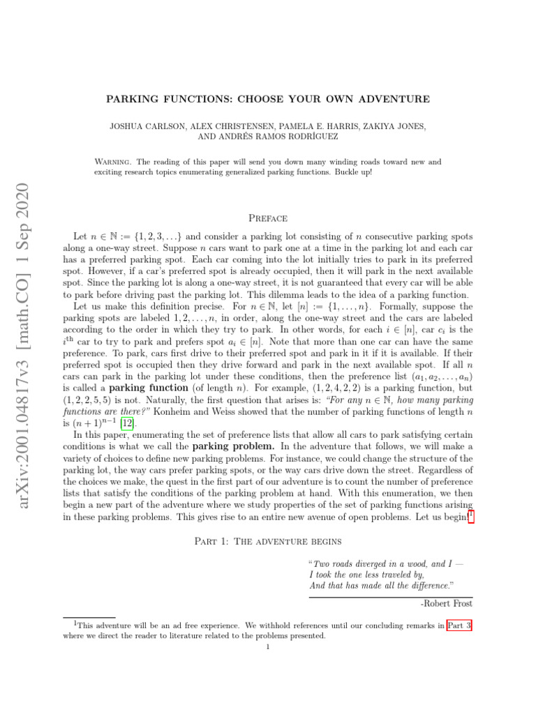 Parking functions pdf
