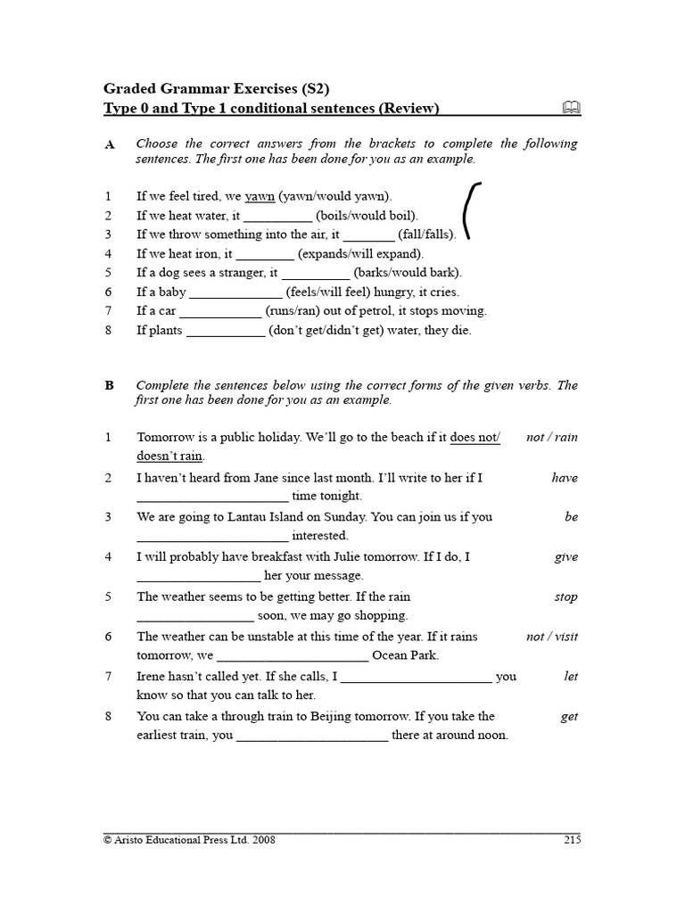 Conditional Sentences Exercises PDF | PDF | Language Mechanics | Syntax