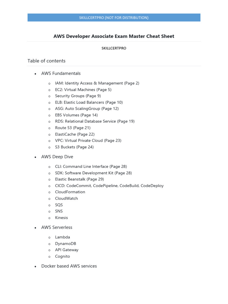 AWS Developer Associate Master Sheet | PDF | Computer Networking ...