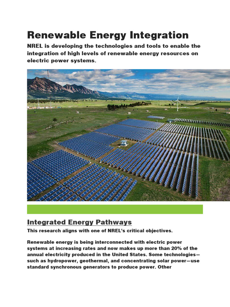 Renewable Energy Integration | PDF
