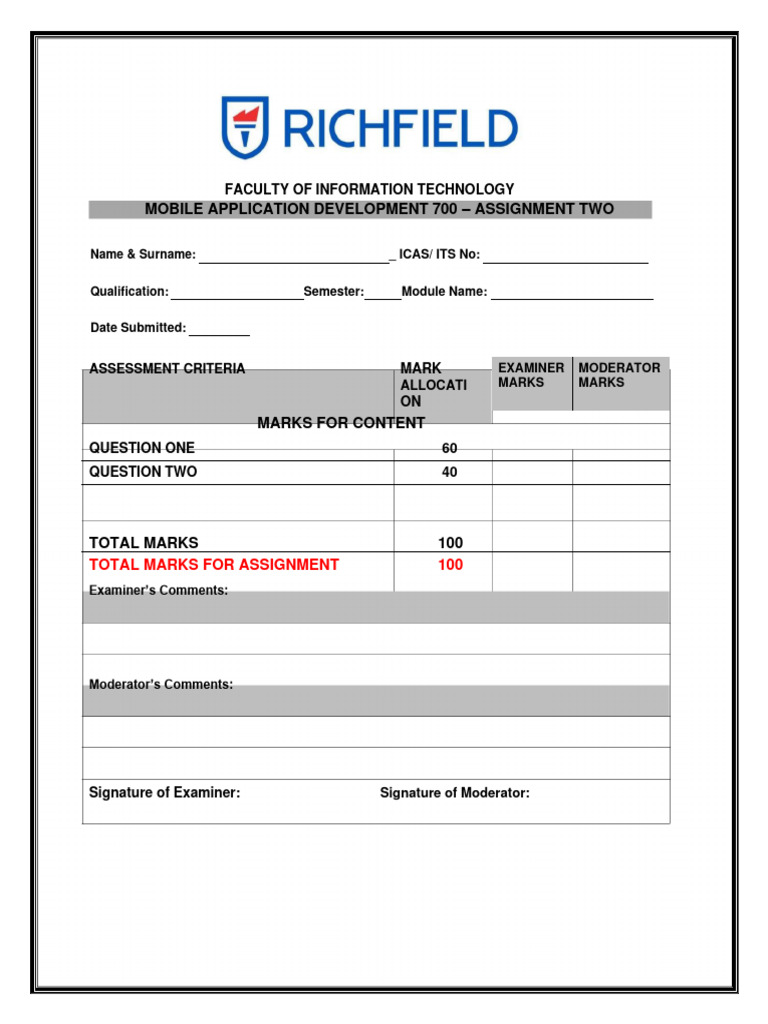 Mobile App Development 700 Assignment Two - 2023 | PDF | Databases ...