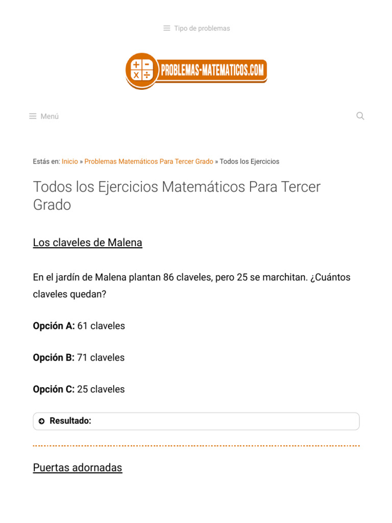 Problemas Matemáticos para Tercer Grado | PDF | Cocina, comidas y vino