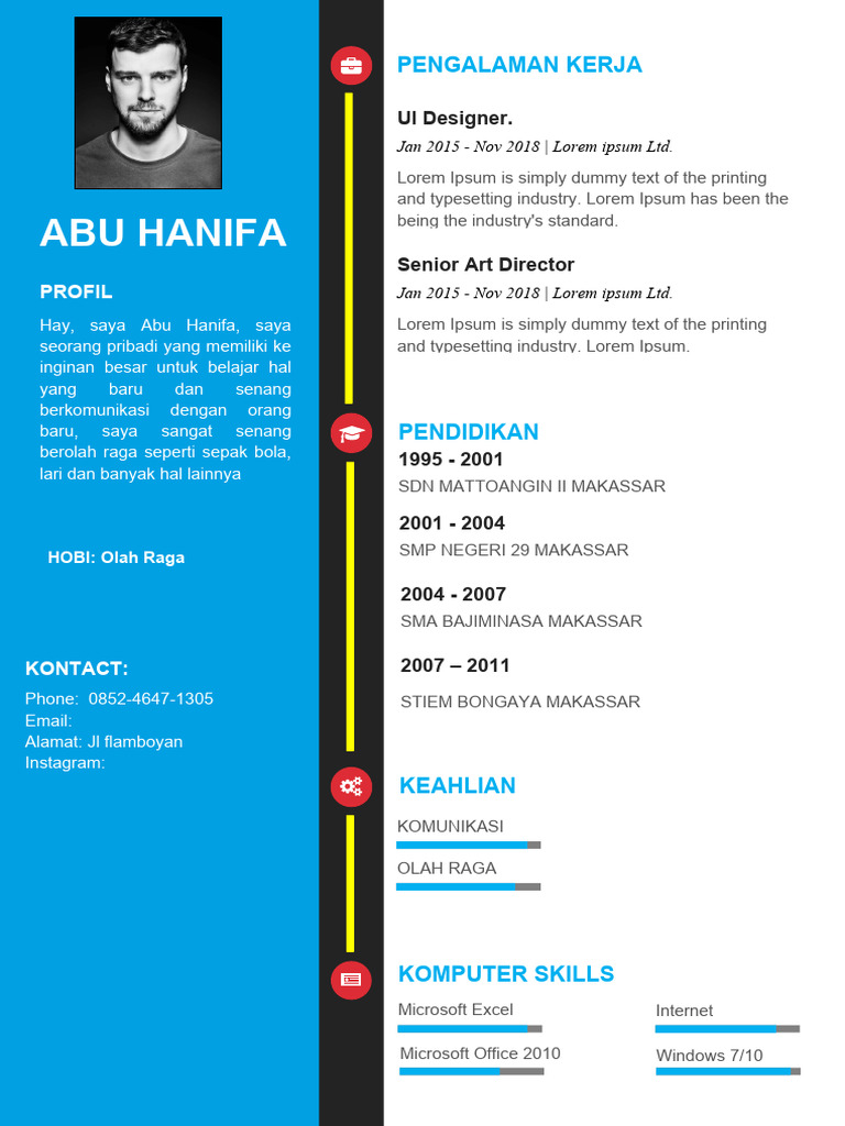 15 Template CV Word Gratis Blue Word Resume | PDF