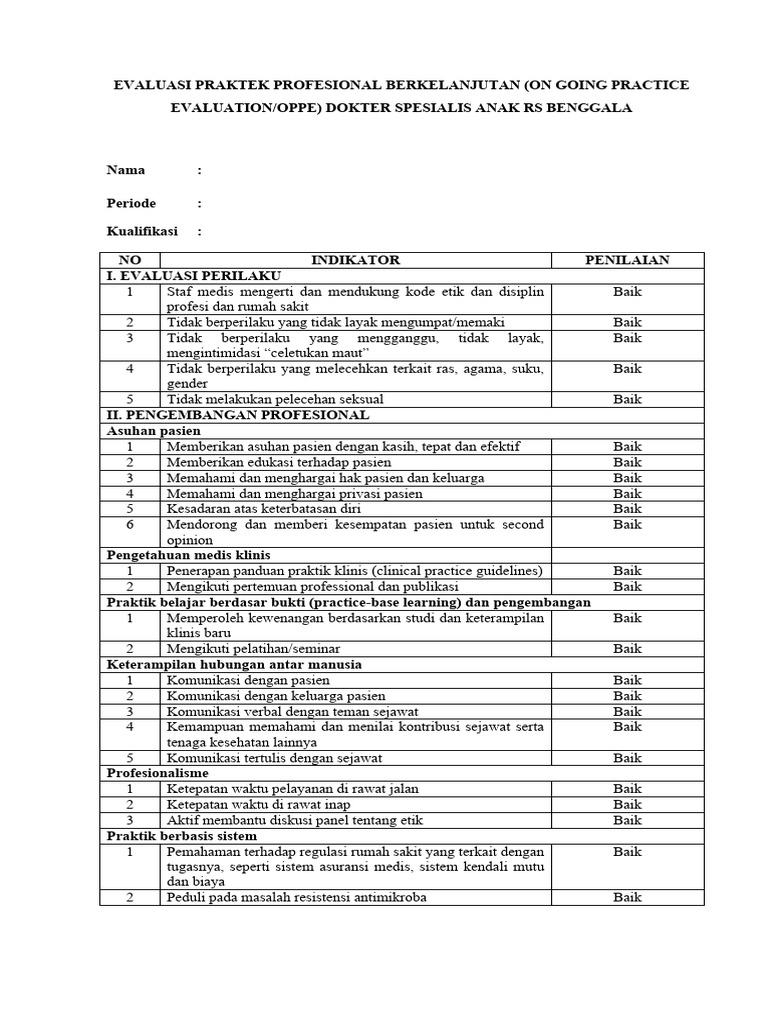 Evaluasi OPPE Dokter Spesialis Anak | PDF