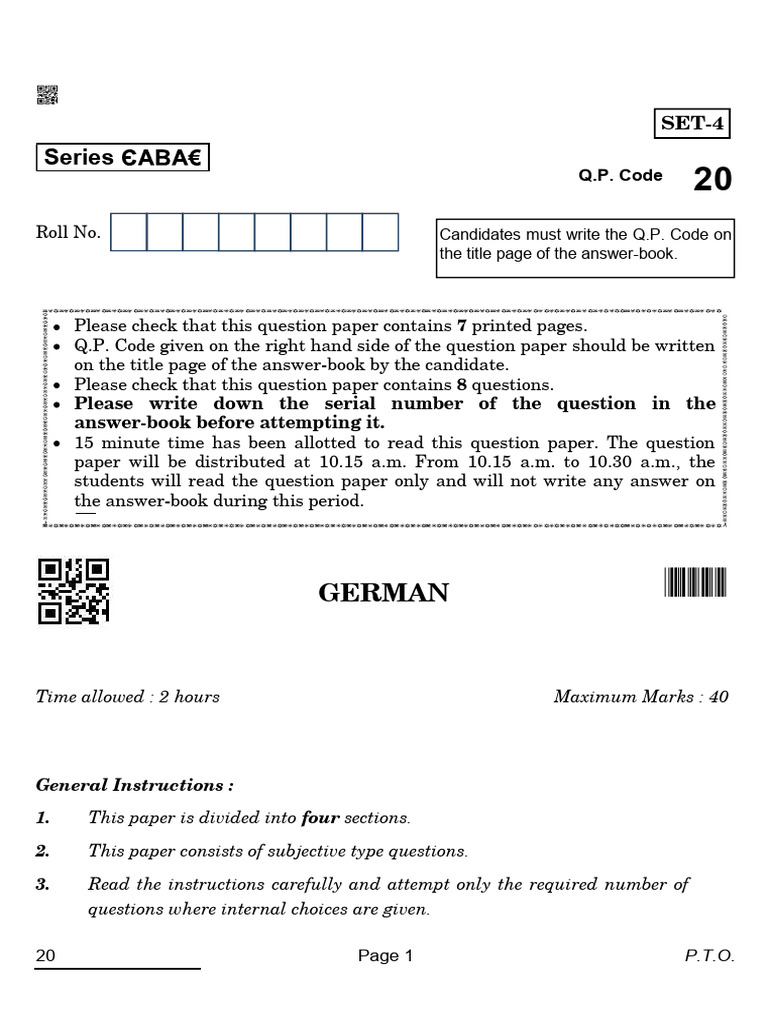 German Exam Paper with Instructions | PDF