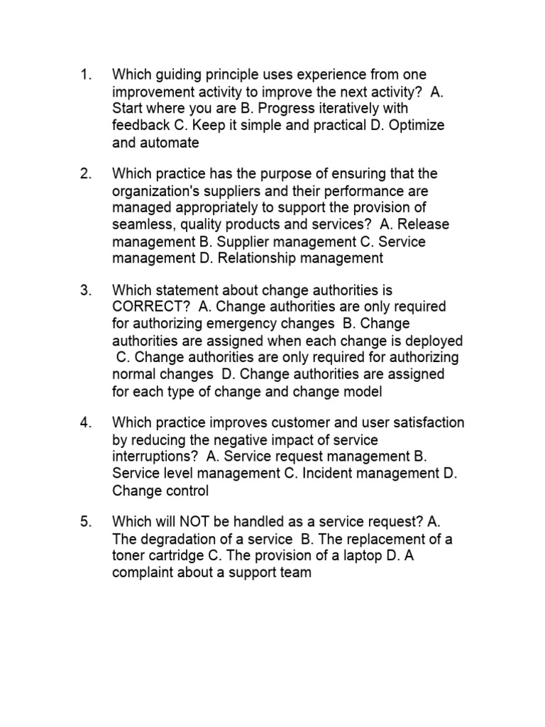 ITIL 4 Question Bank PDF