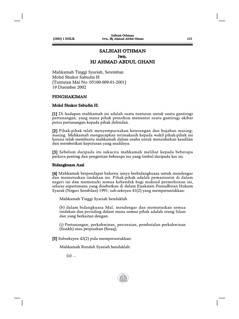 Salbiah V HJ Ahmad | PDF