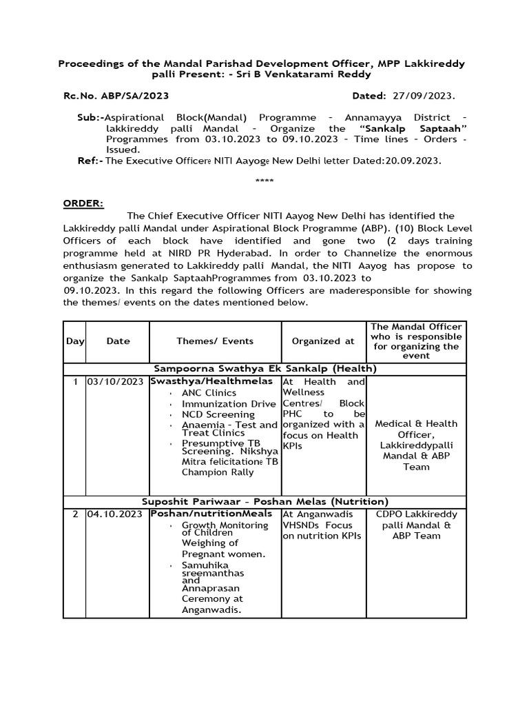 ABP - MPDO Lakkireddy Palli Mandal Approved Letter | PDF