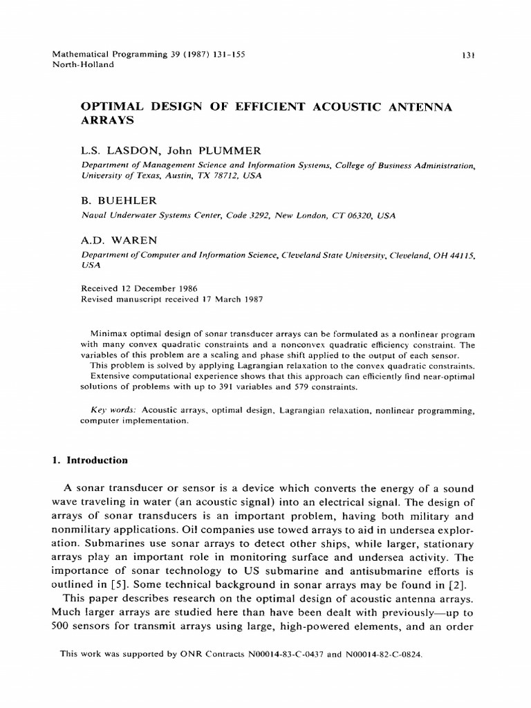 Optimal Design of Acoustic Antenna Arrays | PDF | Mathematical ...