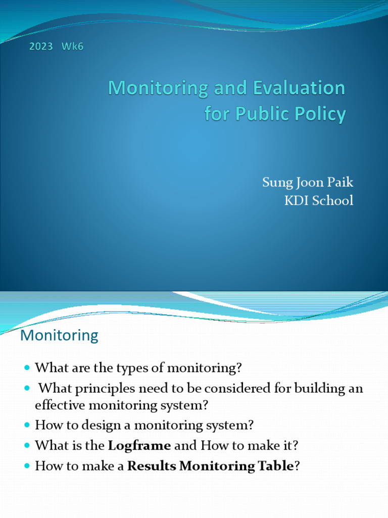 Monitoring and Evaluation PDF Performance Indicator Goal