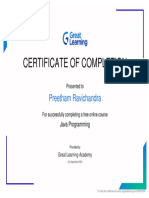 Java Programming Course Certificate