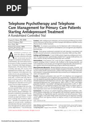 RTC Telephone Psychotherapy and Telephone