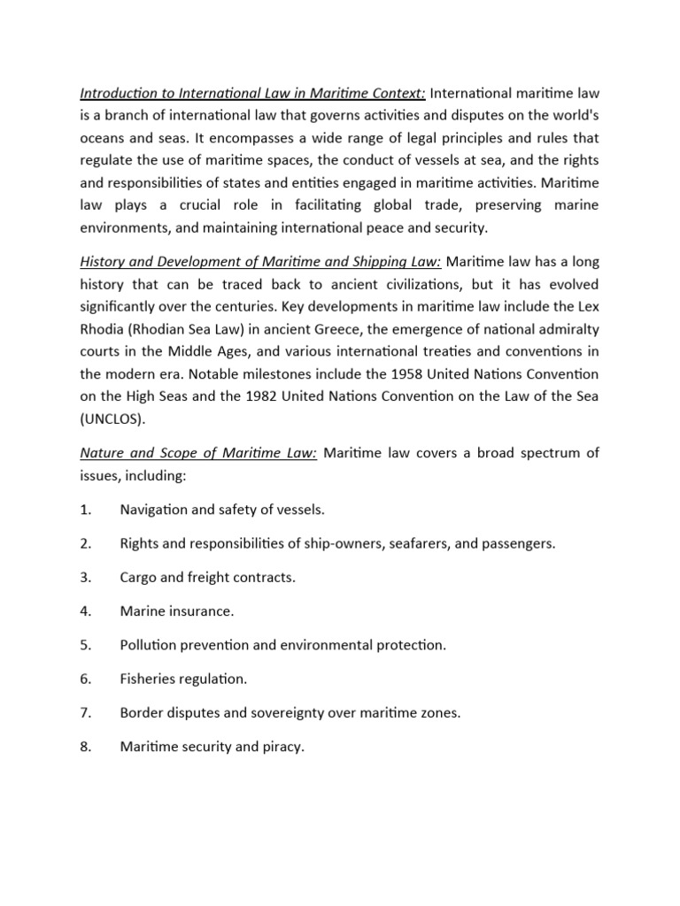 Maritime Law PDF Territorial Waters Admiralty Law