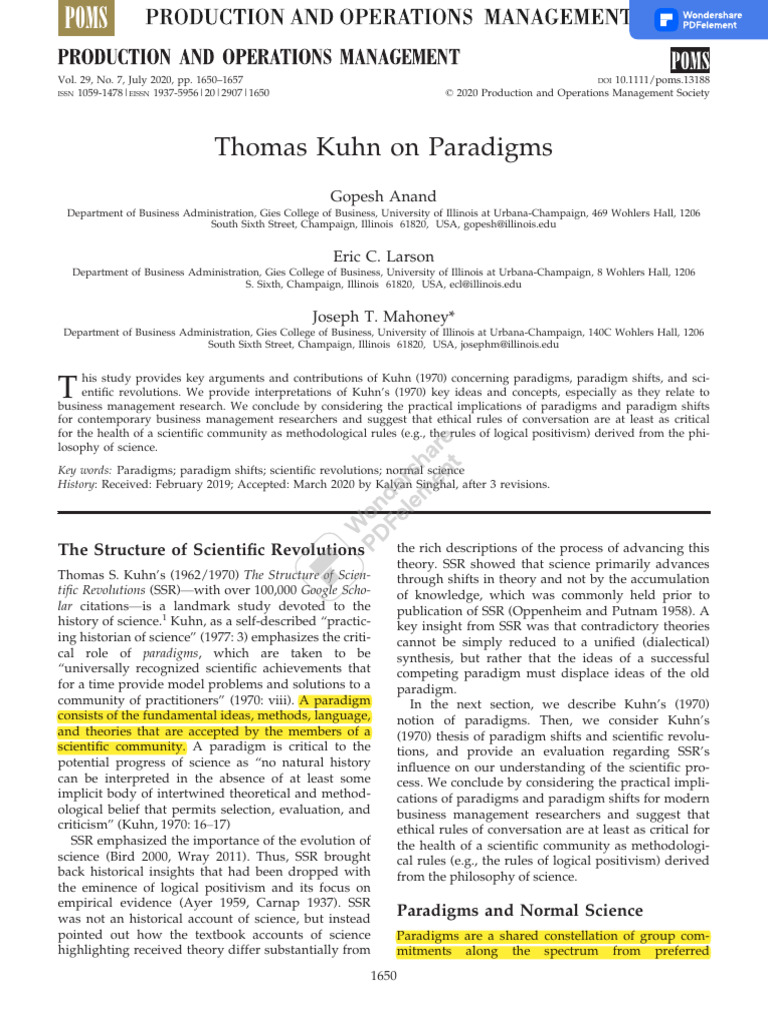 Kuhn's Paradigms in Business Research | PDF | Paradigm | Science