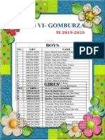 List of Students G6 Gomburza SY 19-20