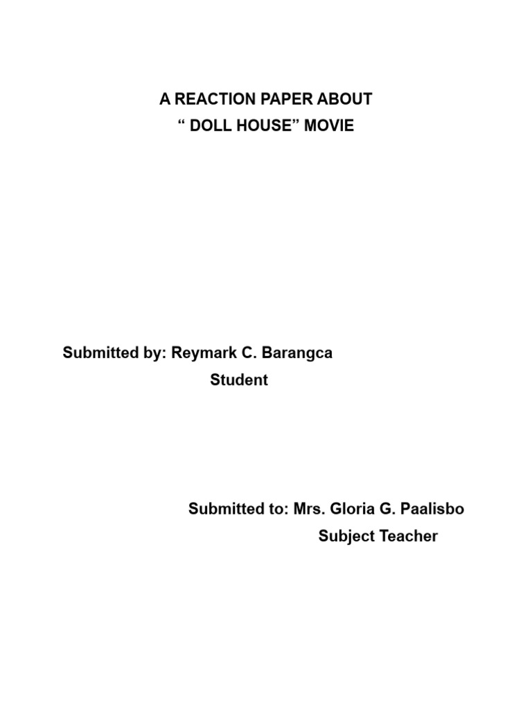 A Reaction Paper About " Doll House" Movie PDF