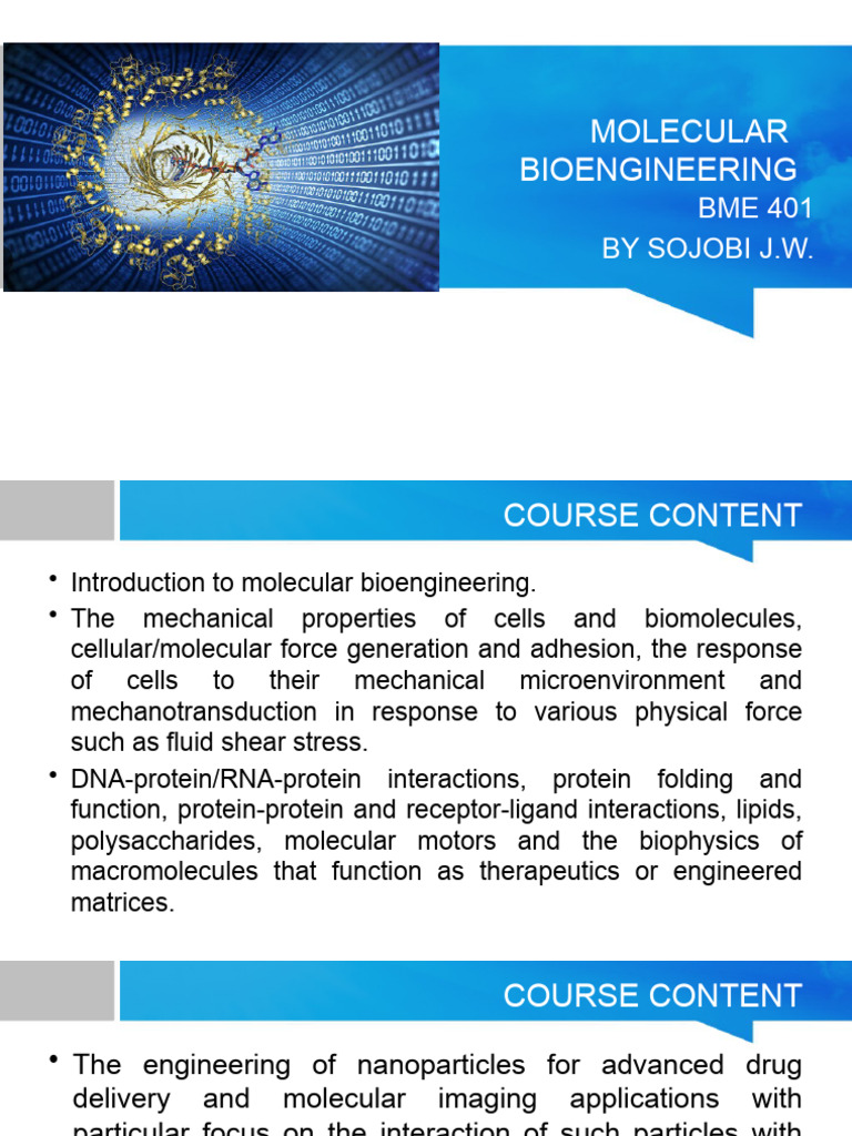 Intro To Molecular Bioengineering Pdf Engineering Biology