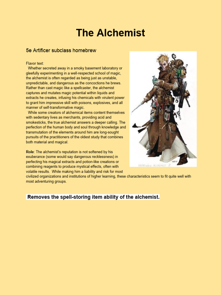 Summary Of 5E Alchemy Rules | 5E Dungeons And Dragons Rules – ADVAOL