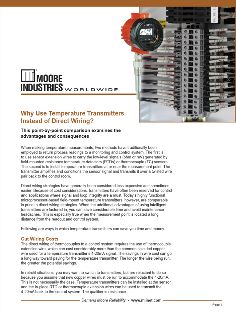 Why Use Temperature Transmitters Instead of Direct Wiring White Paper