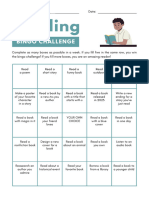 Eading Bingo Challenge Worksheet