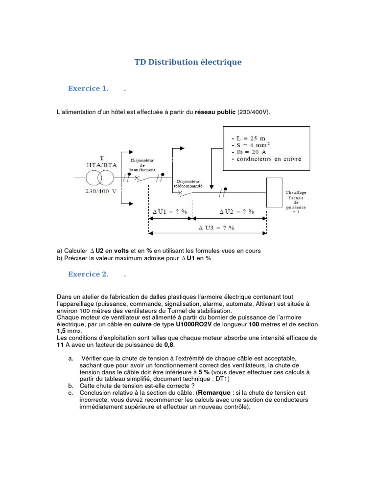 Calculs de distribution électrique | PDF | Puissance (physique ...