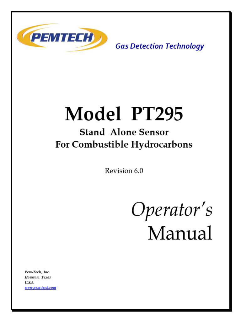 Pt295 Lel Sensor Rev 6 Pdf Calibration Sensor