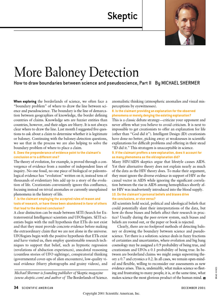 More Baloney Detection PDF Pseudoscience Science