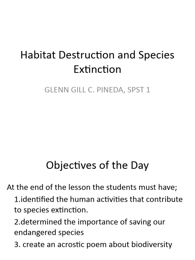 Habitat Destruction and Species Extinction PDF