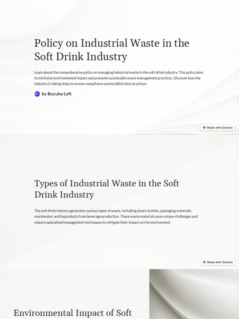 Policy On Industrial Waste in The Soft Drink Industry PDF Waste