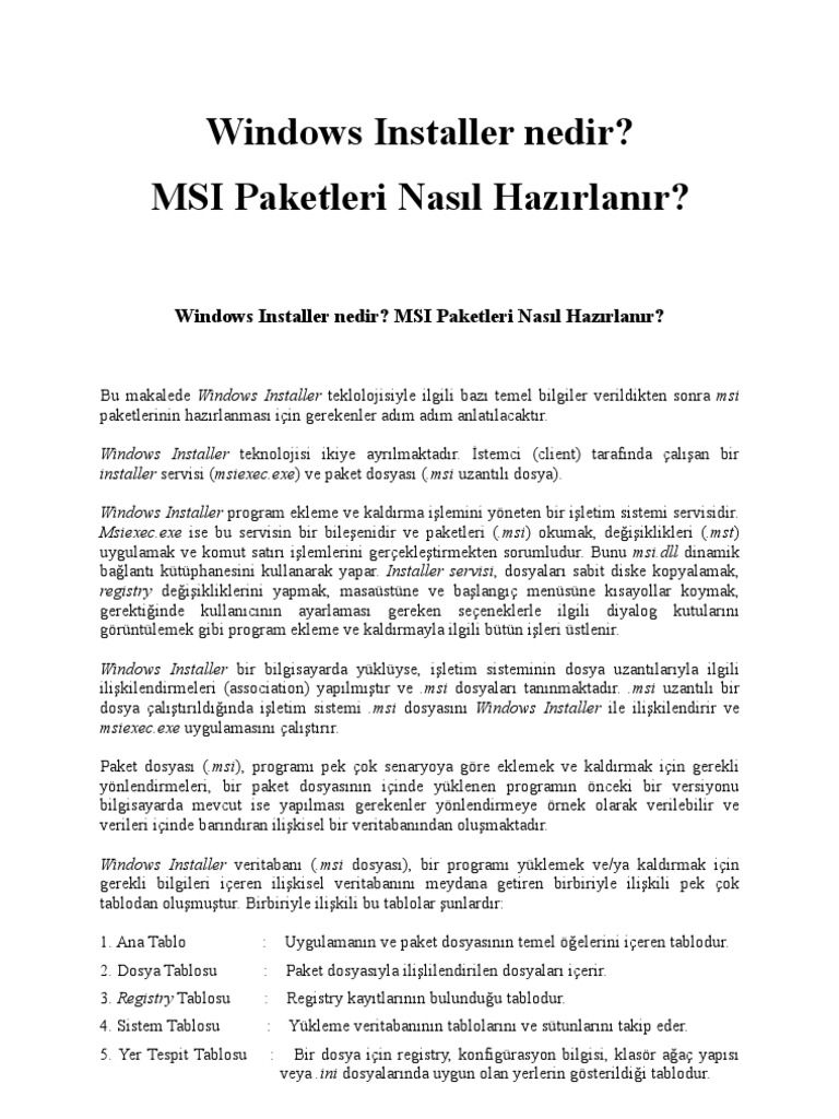 Windows Installer Nedir PDF