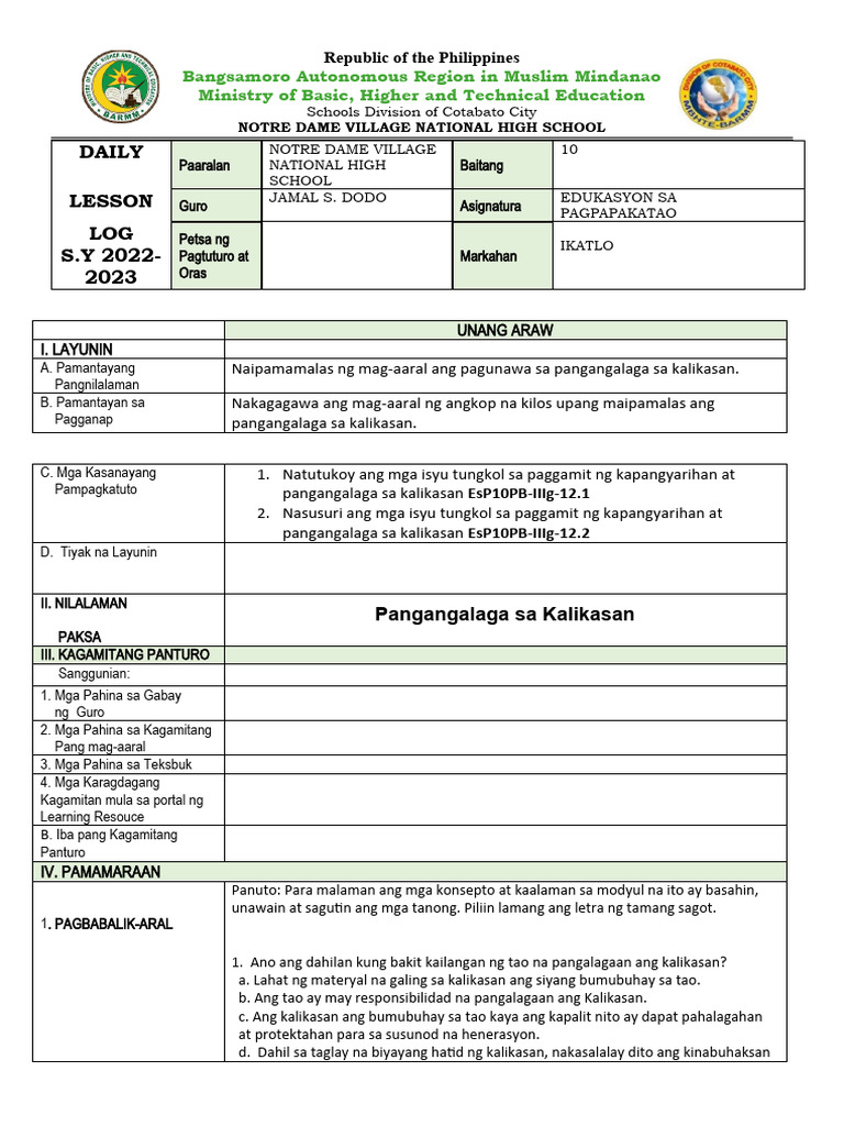 Esp 10 Q3 WK 7 DLL | PDF