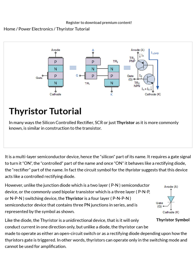 THYRISTOR OR THE SILICON CONTROLLED RECTIFIER SCR TUTORIAL intelligence overview