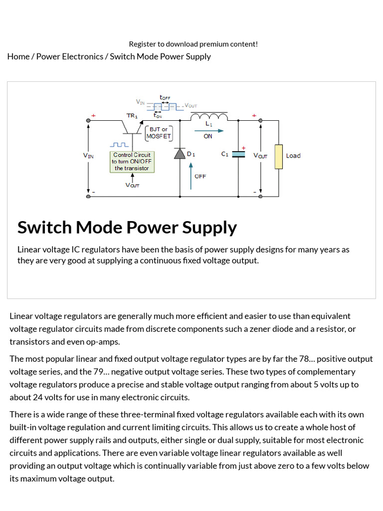Switch Mode Power Supply and Switching Regulators | PDF | Power Supply ...