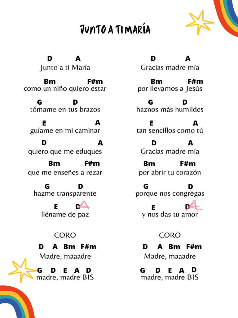 Junto a Ti María: Letra y Acordes | PDF
