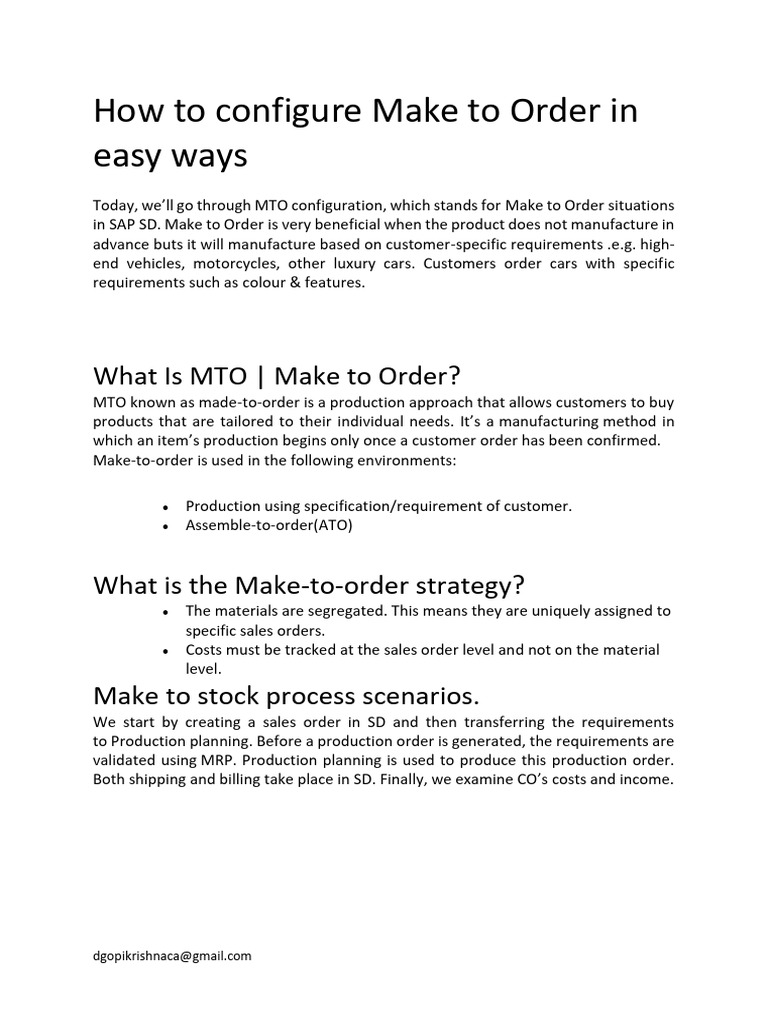 How To Configure Make To Order in Easy Ways | PDF