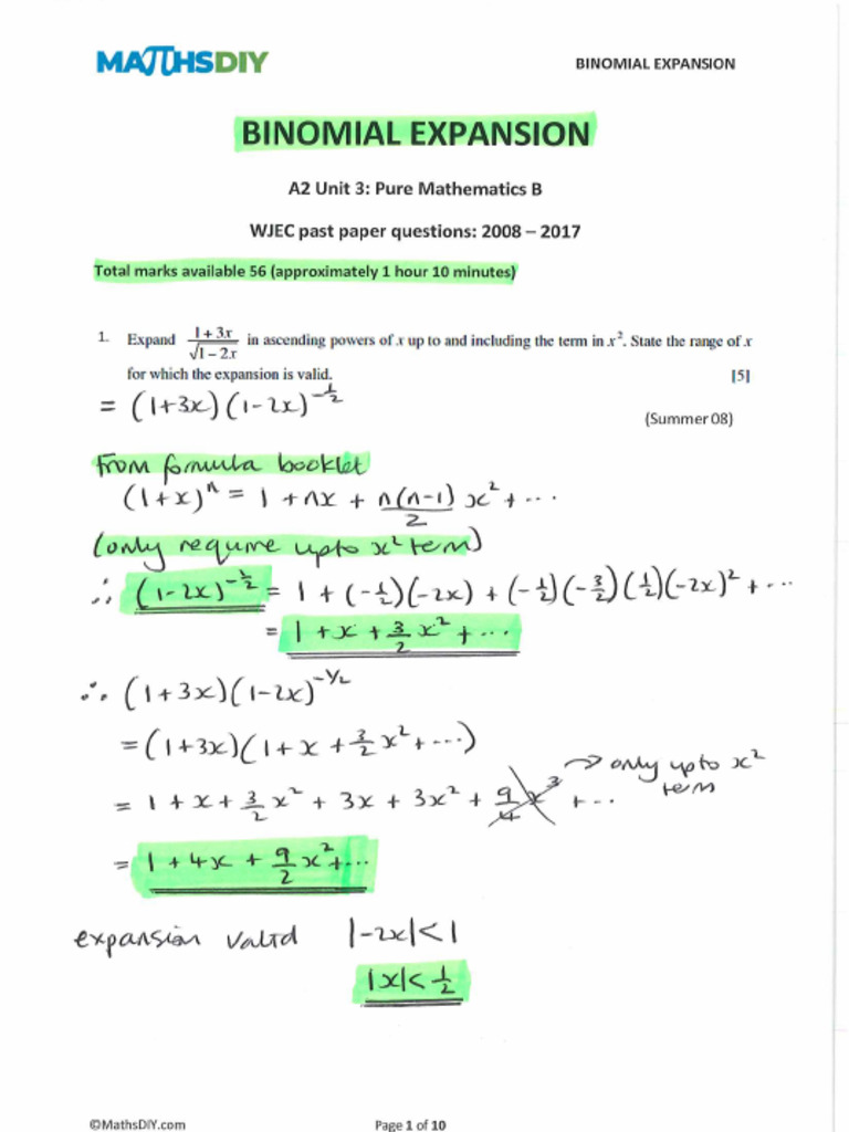 Binomial Expansion SOLUTIONS | PDF