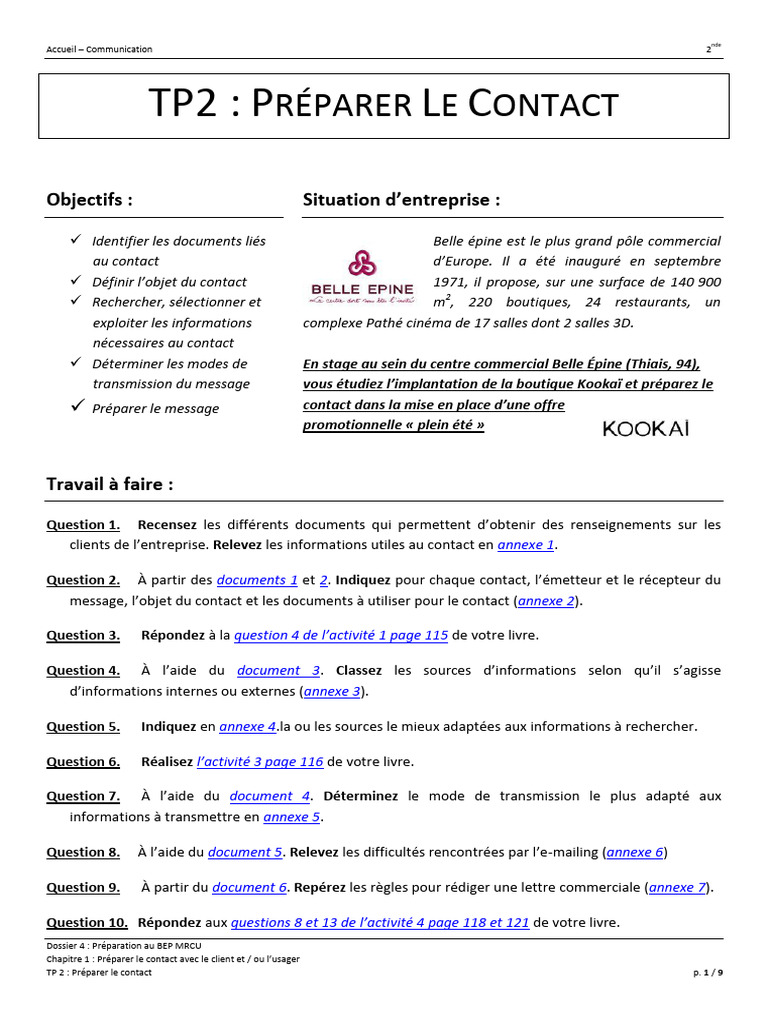 Préparation au contact client pour BEP MRCU | PDF | Commercialisation ...