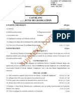 Cap Blanc - Epreuve de Legislation - LT Bilingue de Bafoussam Banengo - Classes 4ème Annees STT - Année 2021 - 2022 Cameroun