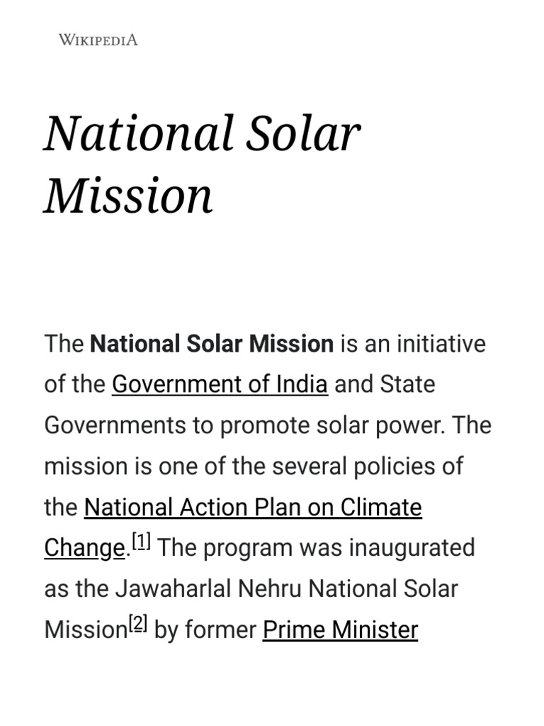 National Solar Mission Overview | PDF | Energy And The Environment ...