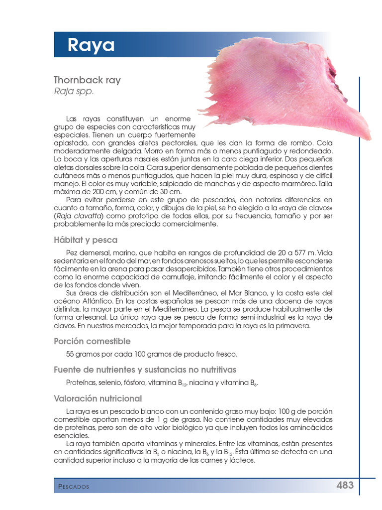 Propiedades y consumo de la raya | PDF | Alimentos | Nutrición