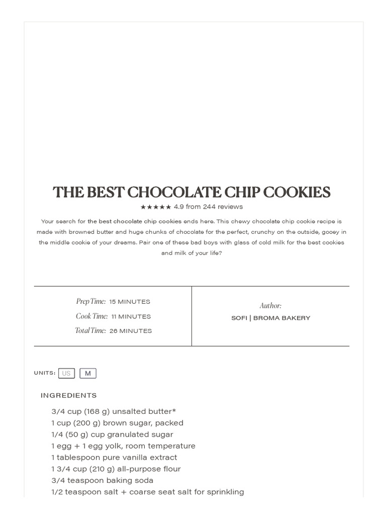 The BEST Chocolate Chip Cookies Broma Bakery PDF Butter Dough