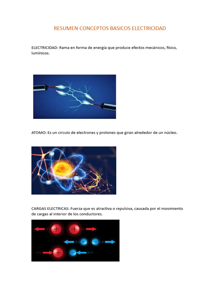 Resumen Conceptos Basicos Electricidad | PDF | Electricidad | Corriente