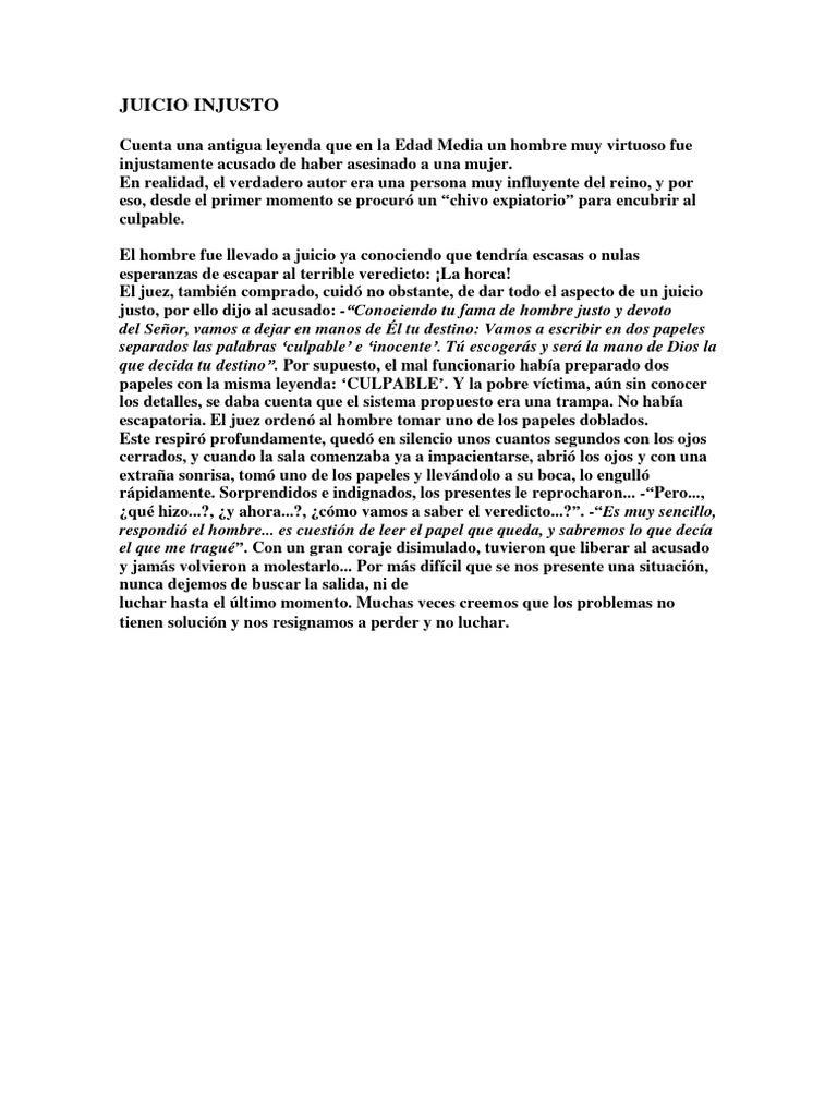 Juicio Injusto: La Astucia del Acusado | PDF