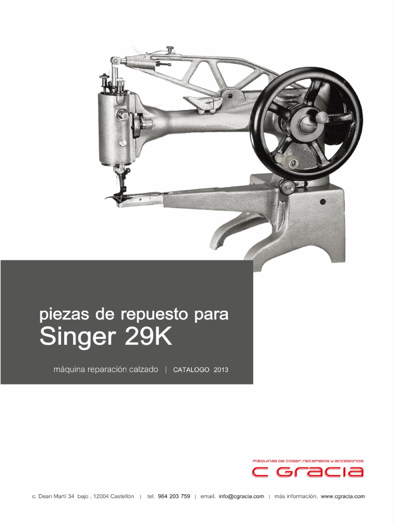 Despiece Máquina Singer 29K | PDF | Cinemática | Ingeniería mecánica
