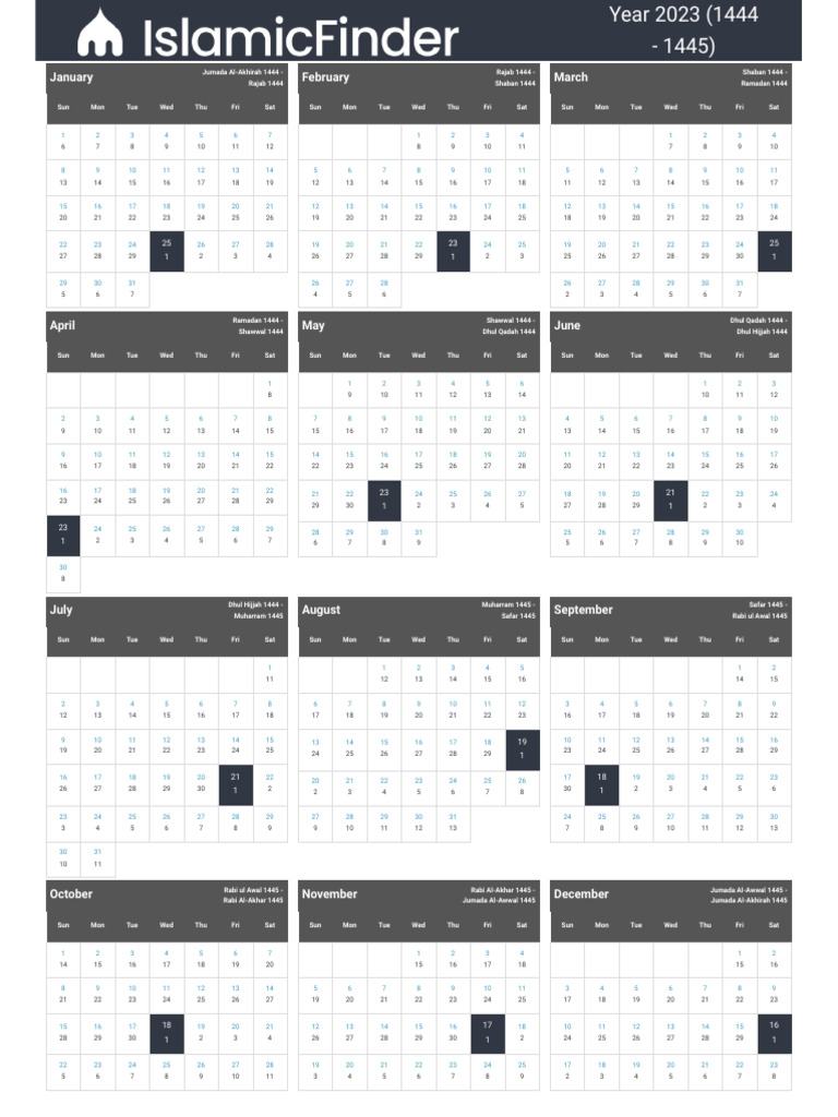 Monthly Islamic Calendar Download Free PDF Semitic Words And Phrases